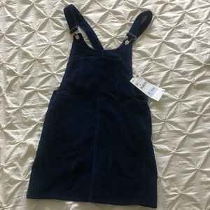 Navy Corduroy Overalls Skirt (Zara)